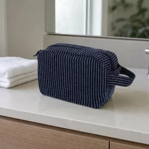 Large Striped Cosmetic Bag for Toiletries